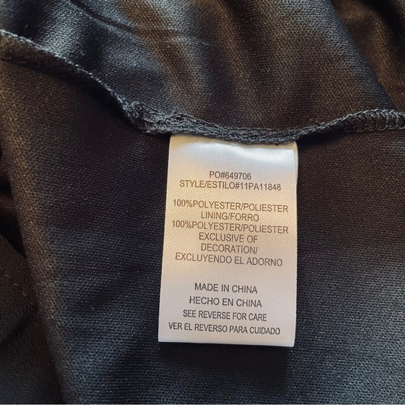 Heart Soul Plus Black Chiffon Mini-Shirred Sleeves-Embroidered Lace-Size 3X - Picture 9 of 11